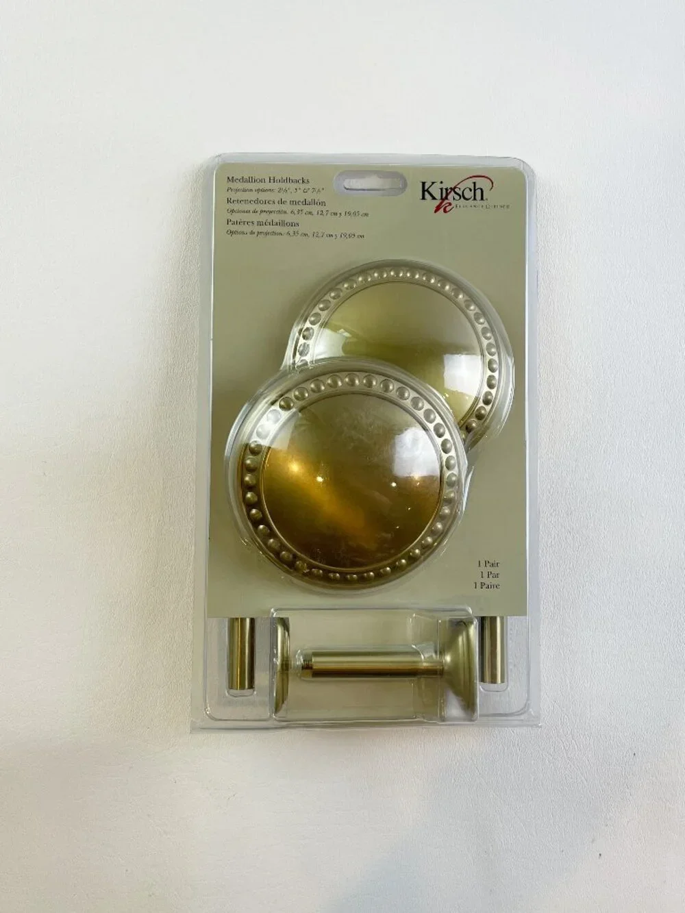 Kirsch Medallion Holdbacks Satin Brass Pair K32